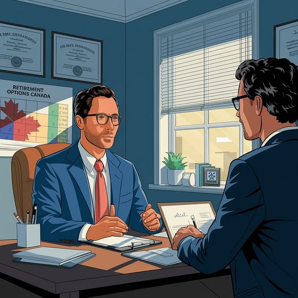 Business owner in office speaking with accountant regarding retirement planning using PPP