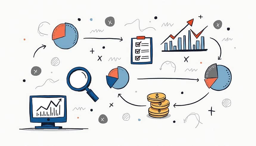Chart showing illustration of different index funds and their growth