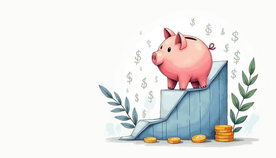 Pig on a ladder depicting savings rate for financial planning